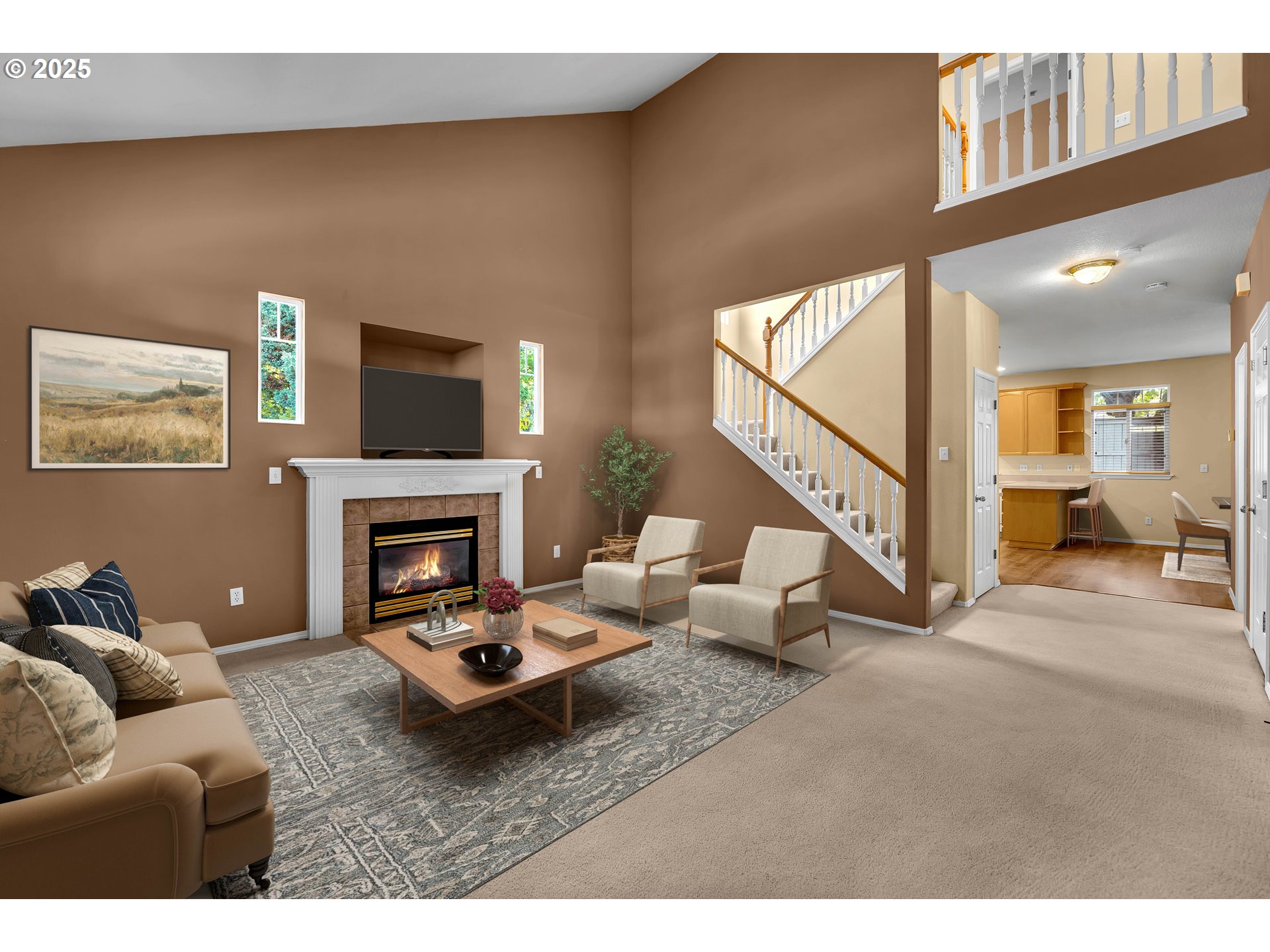 19509 Southeast 33rd Street Camas, WA 98607 - Photo 6 of 37 a living room with furniture and a fireplace