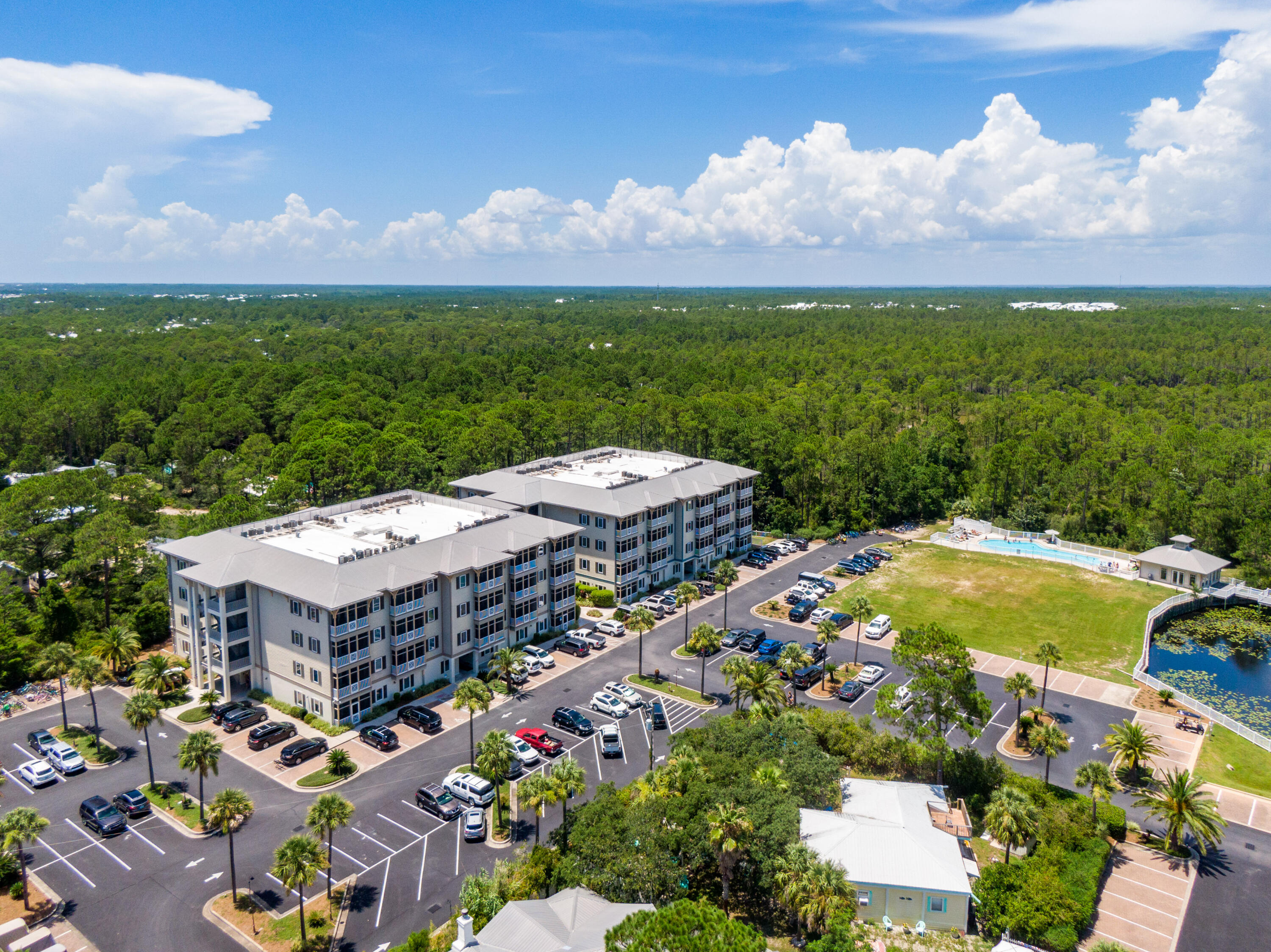 231 Somerset Bridge Road, Unit 1207 Santa Rosa Beach, FL 32459 - Photo 41 of 48 a aerial view of a house with a garden and lake view