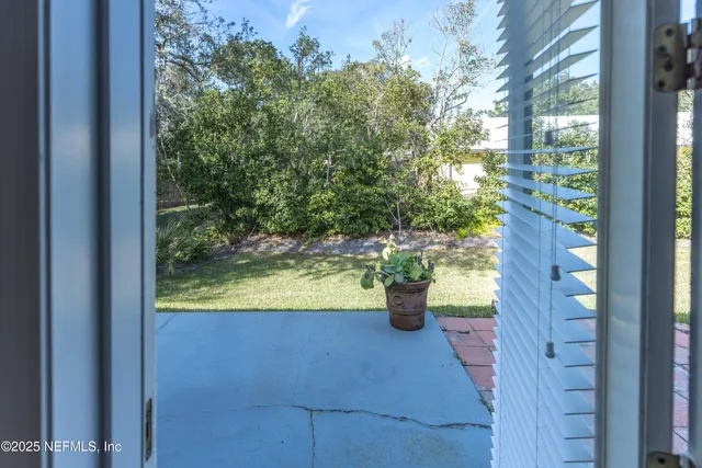 a view of a yard with plants