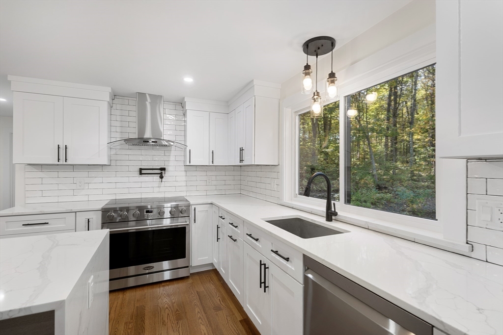 241 Prospect Street Franklin, MA 02038 - Photo 7 of 42 a kitchen with stainless steel appliances a stove sink and cabinets
