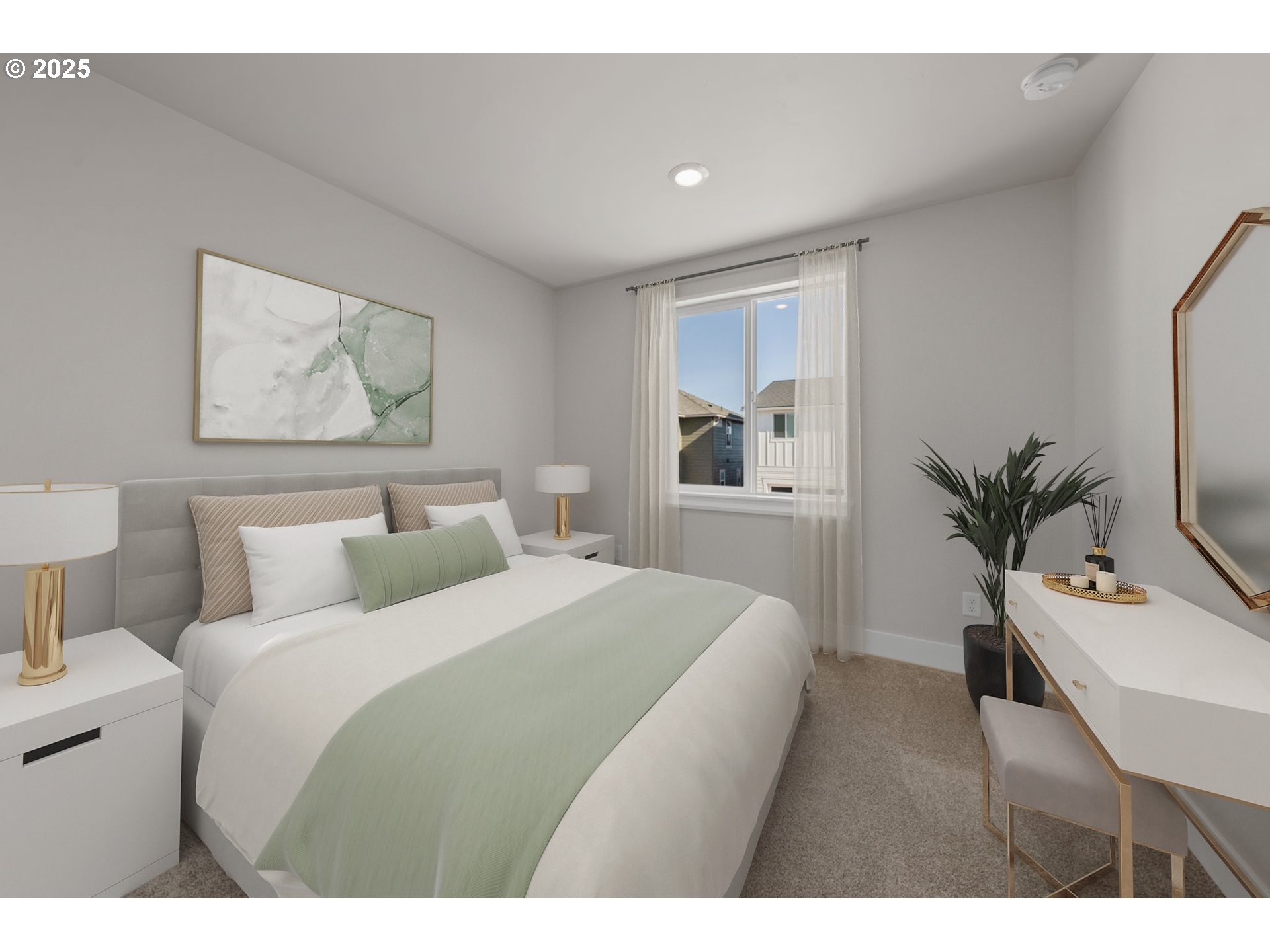 2463 North Villa Road Newberg, OR 97132 - Photo 8 of 10 a bedroom with a bed and a potted plant on the dresser