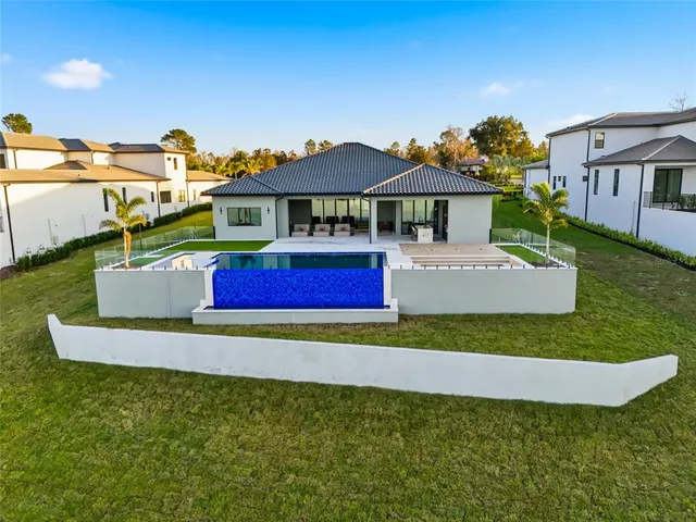 a view of a ocean with a big yard