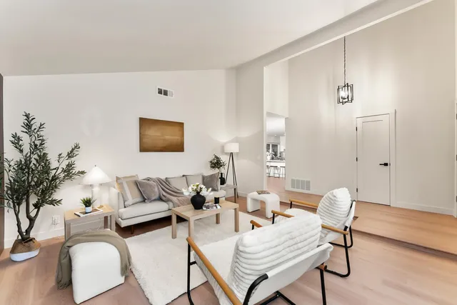 a living room with furniture