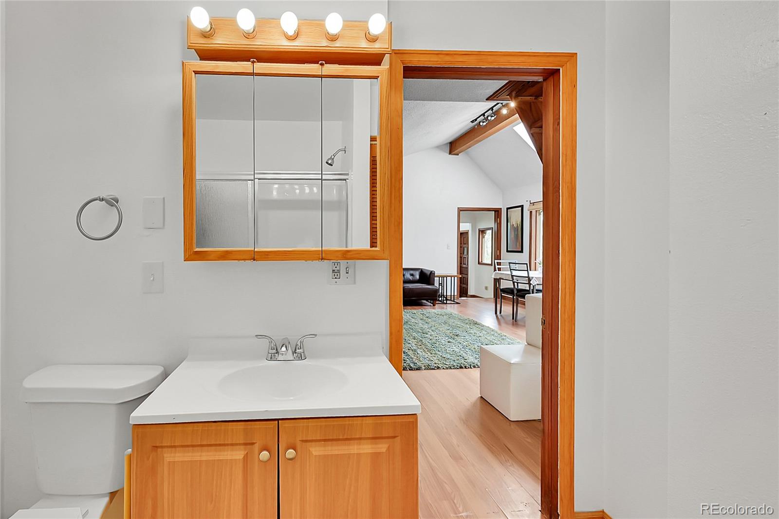 101 Campbell Road Bailey, CO 80421 - Photo 27 of 49 a en suite bathroom with a sink and mirror
