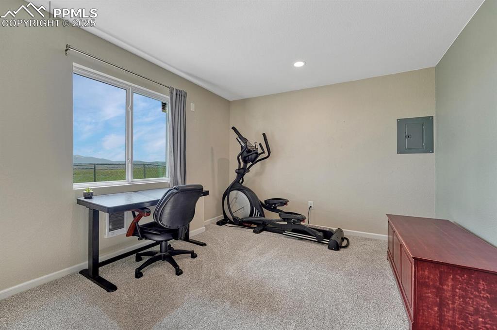 7550 Soap Weed Road Calhan, CO 80808 - Photo 40 of 50 a view of a room with gym equipment