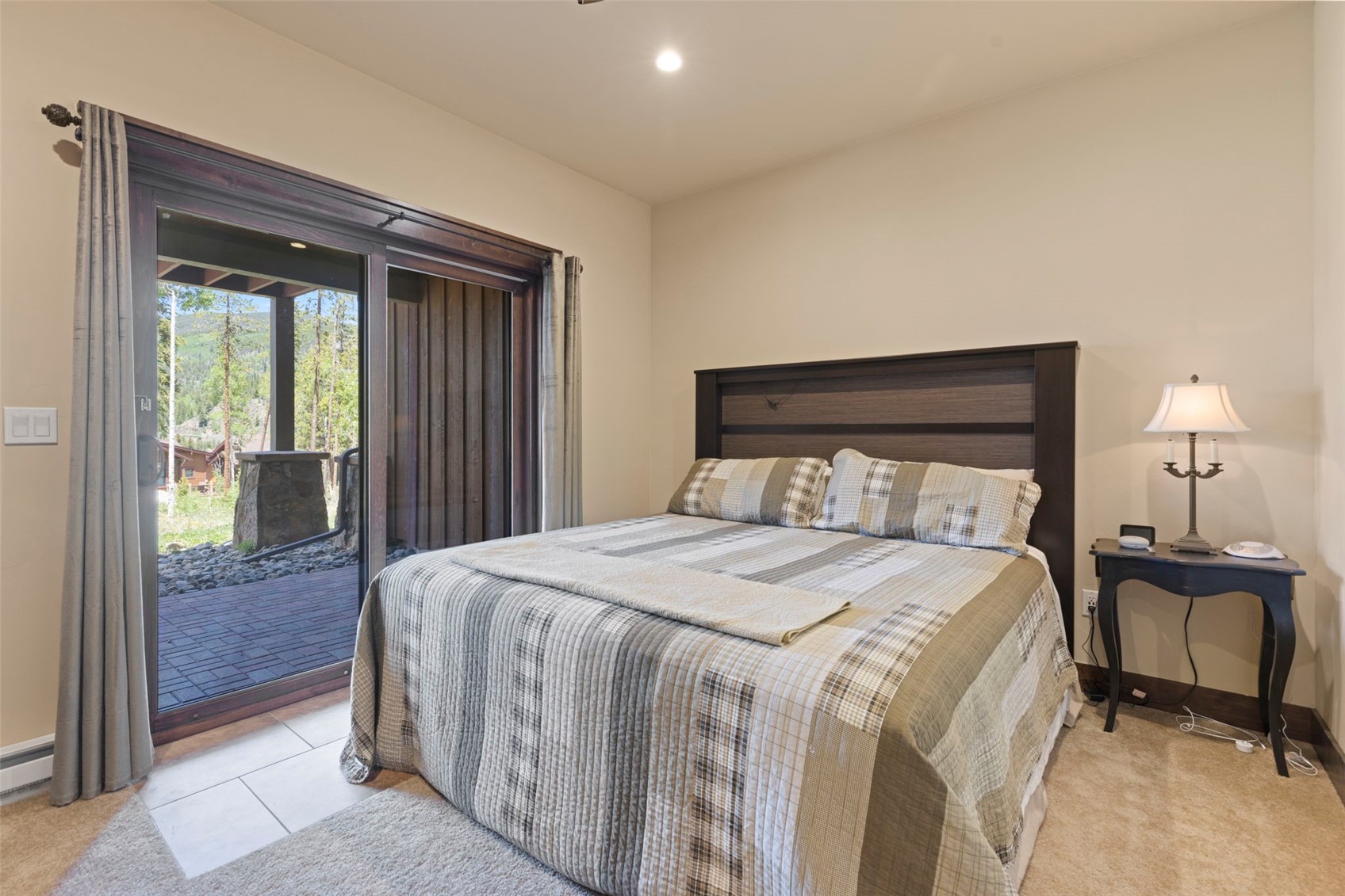 799 Independence Road, Unit 799 Keystone, CO 80435 - Photo 35 of 44 Bedroom with access to exterior, light colored carpet, and recessed lighting