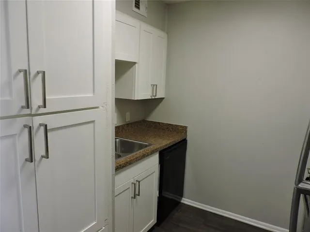 a kitchen with a sink and cabinets