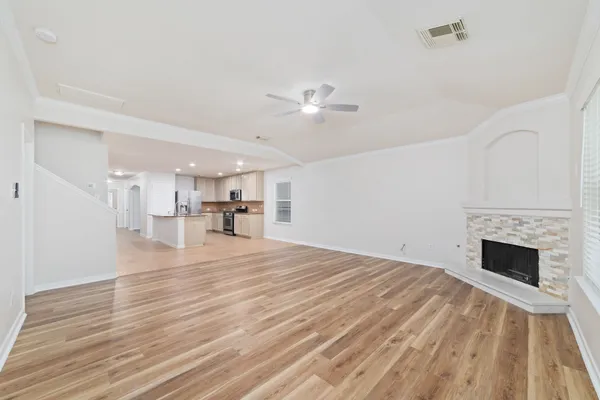 a backyard of a house with lots of green space