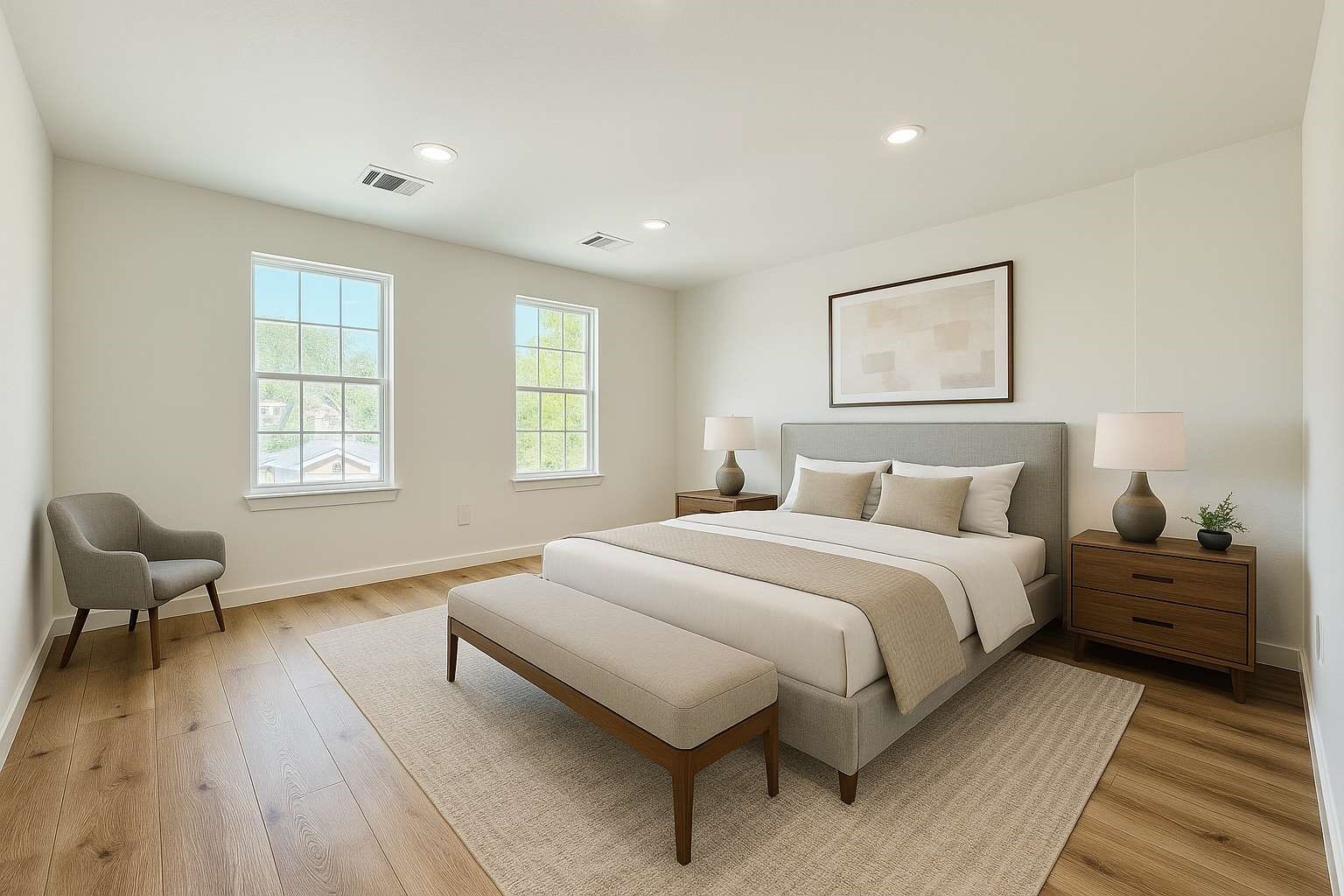 7322 Laredo Street Houston, TX 77020 - Photo 7 of 17 a bedroom with a bed and wooden floor