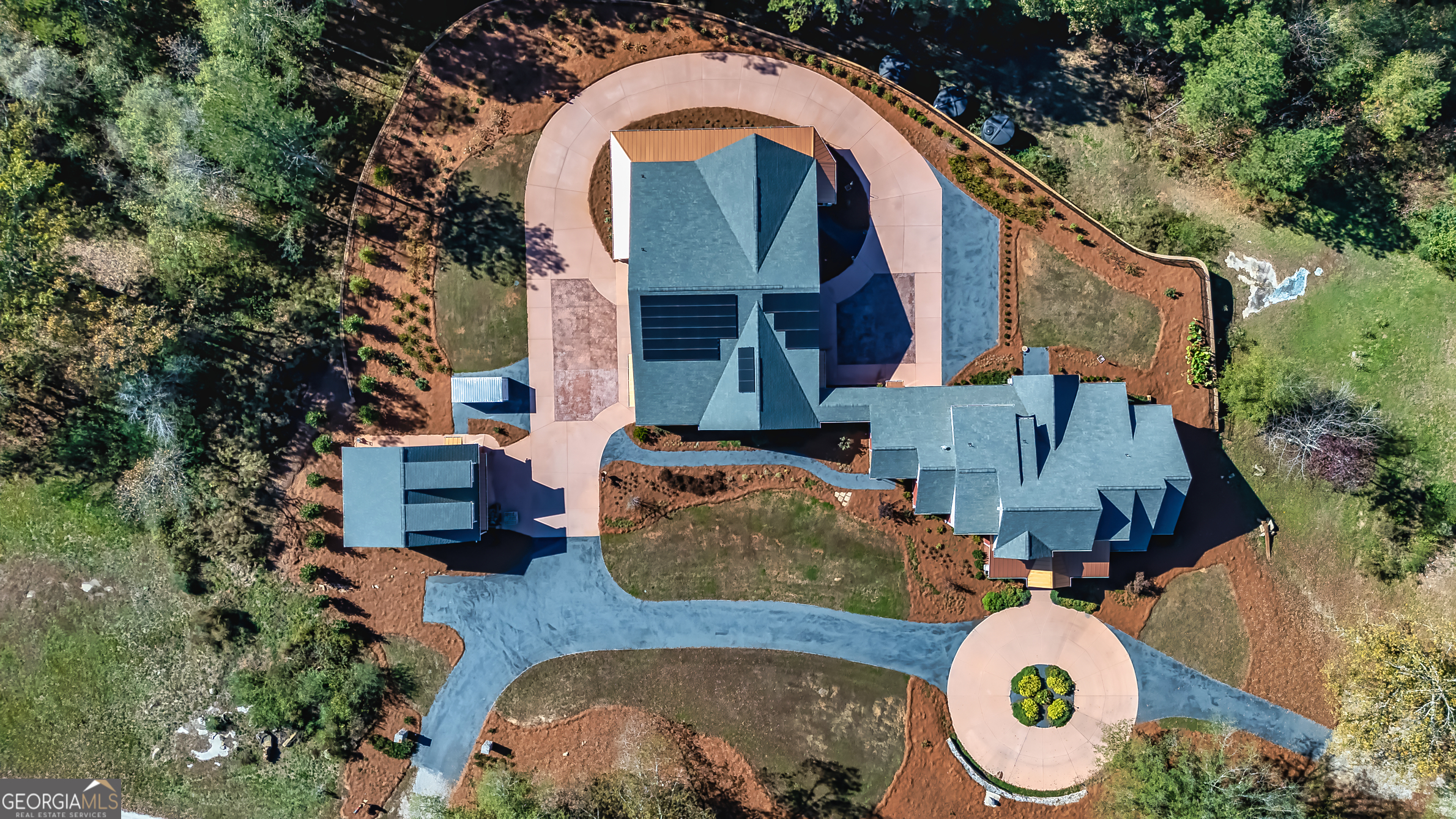 242 Kirkley Road Tyrone, GA 30290 - Photo 3 of 50 an aerial view of a house with a swimming pool outdoor seating and yard