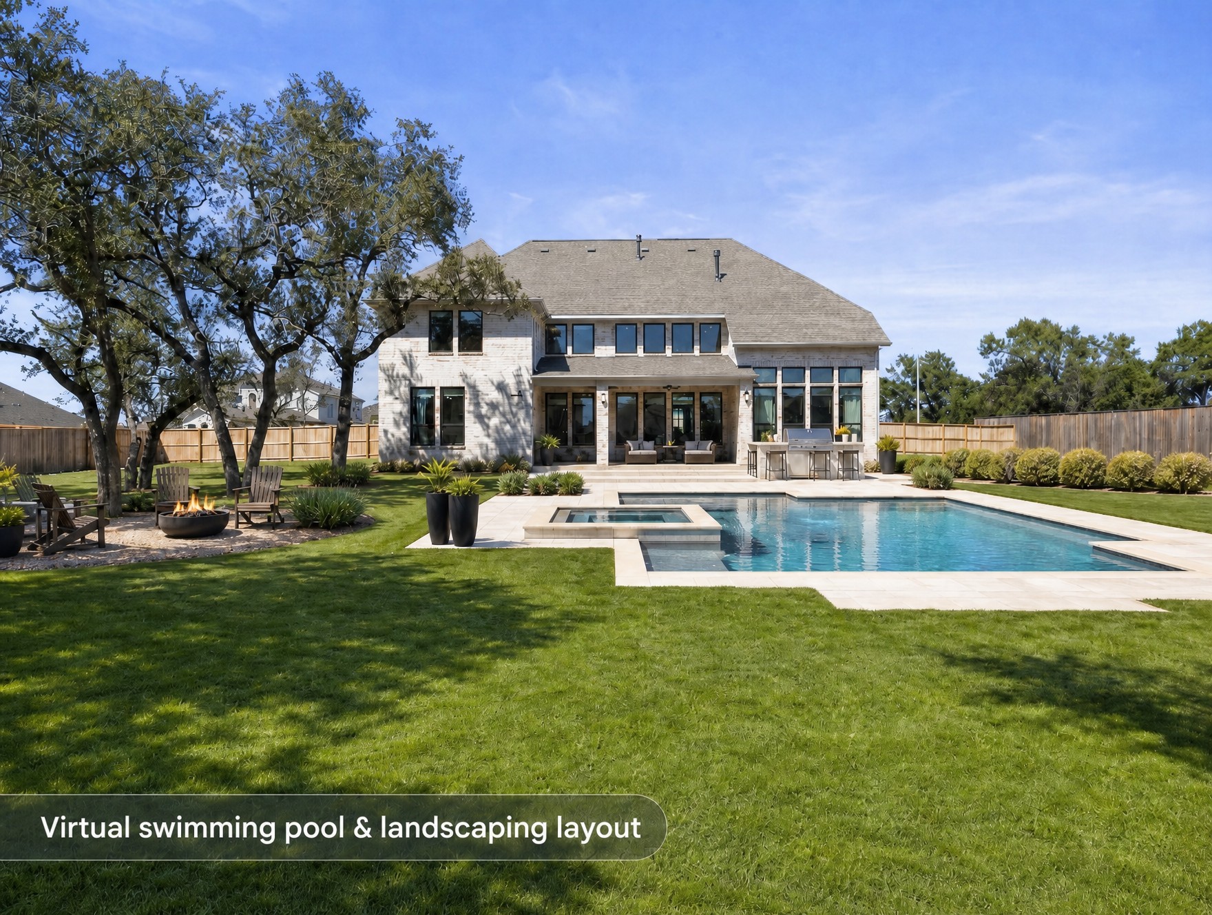 1440 Riva Ridge Drive Leander, TX 78641 - Photo 36 of 37 An inviting backyard oasis awaits with a sparkling pool and a cozy fire pit.