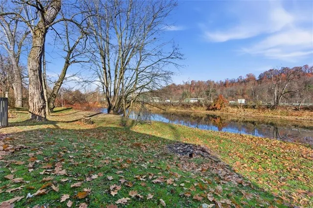 a view of a lake with houses