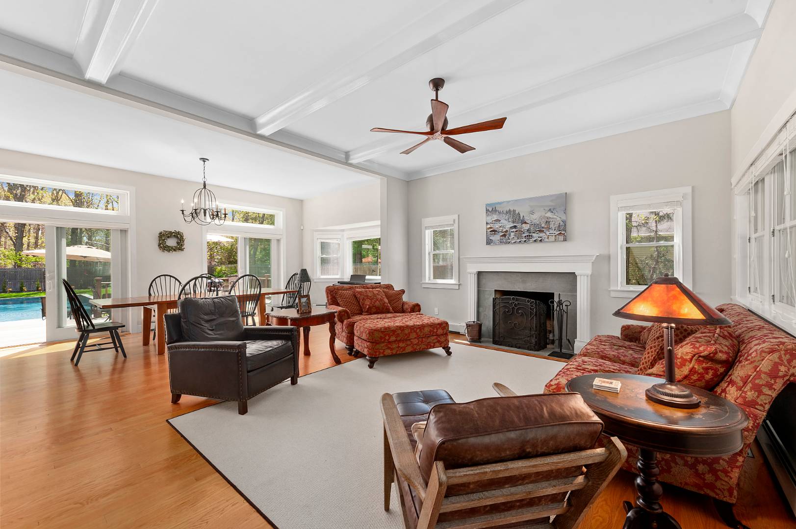 231 Norfolk Drive East Hampton, NY 11937 - Photo 5 of 17 a living room with furniture a fireplace and a flat screen tv