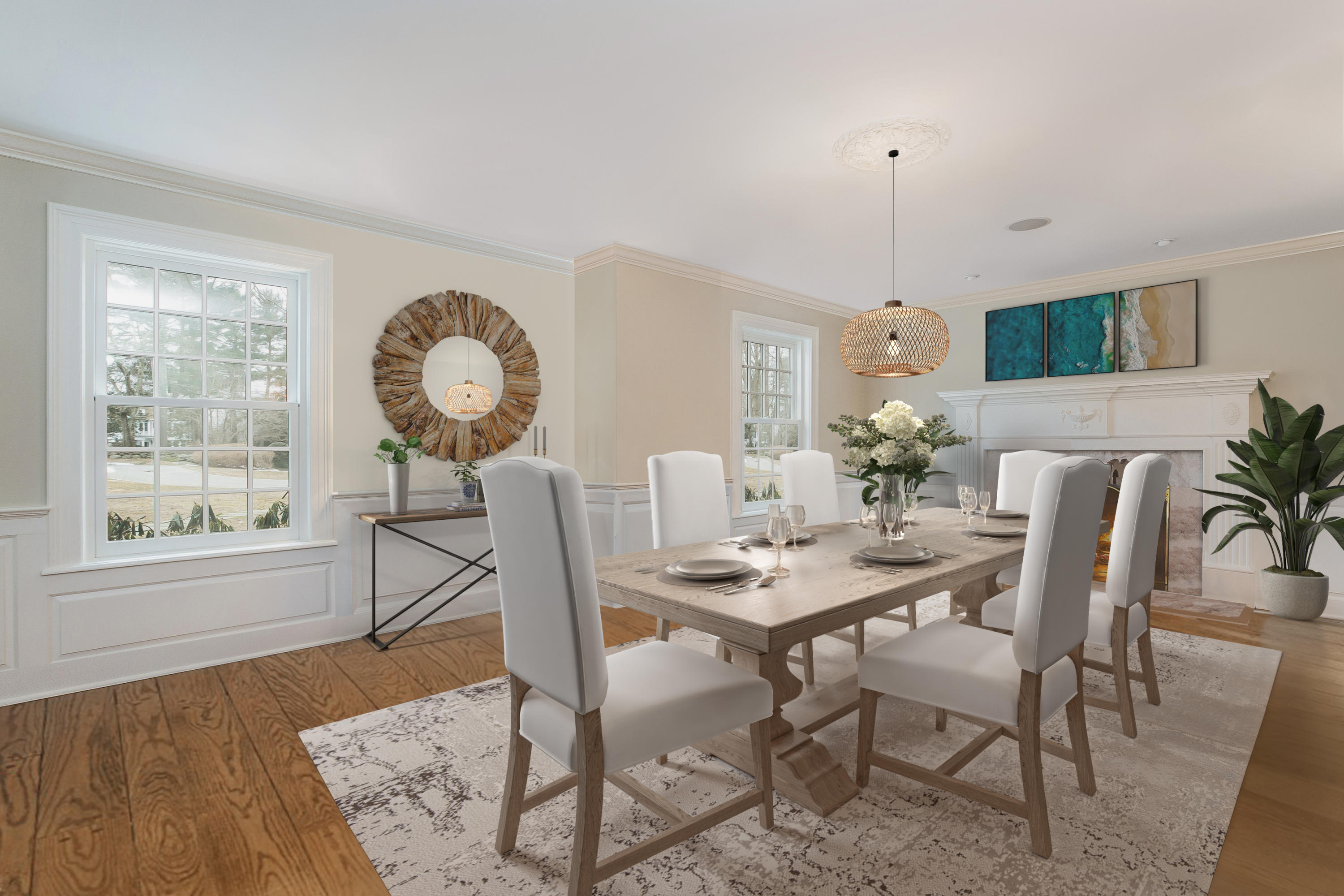 109 Rosebrook Road New Canaan, CT 06840 - Photo 11 of 47 a view of a dining room with furniture and wooden floor