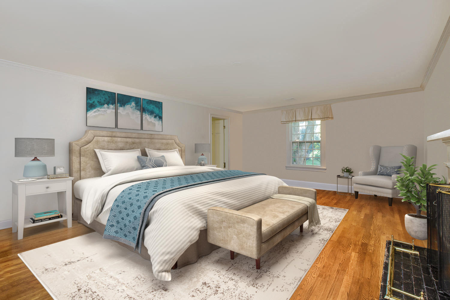 109 Rosebrook Road New Canaan, CT 06840 - Photo 21 of 47 a spacious bedroom with a bed and a couch