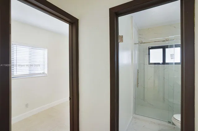 a bathroom with a bathtub