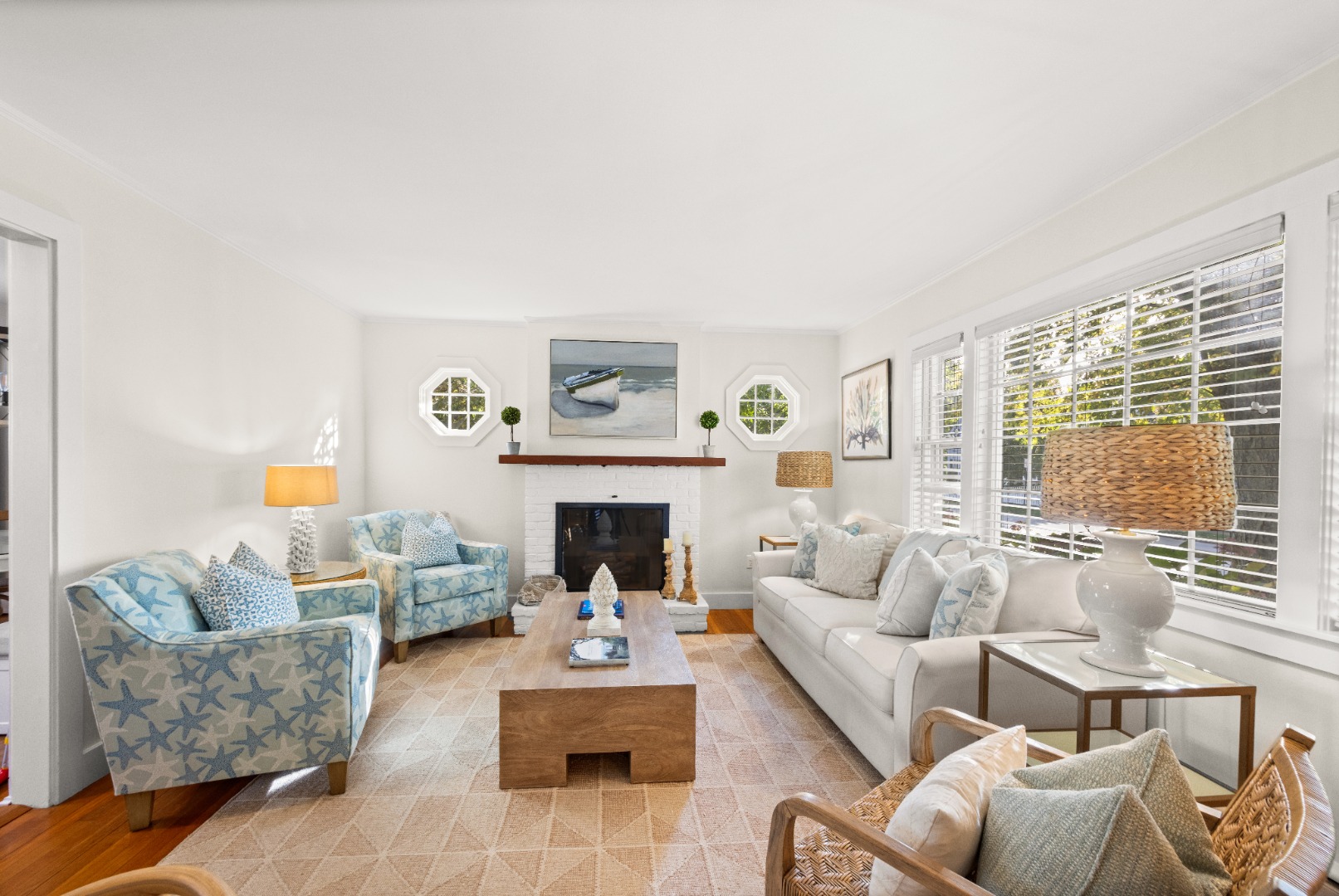 13 Planting Field Way Edgartown, MA 02539 - Photo 8 of 46 Living room with wood-burning fireplace...