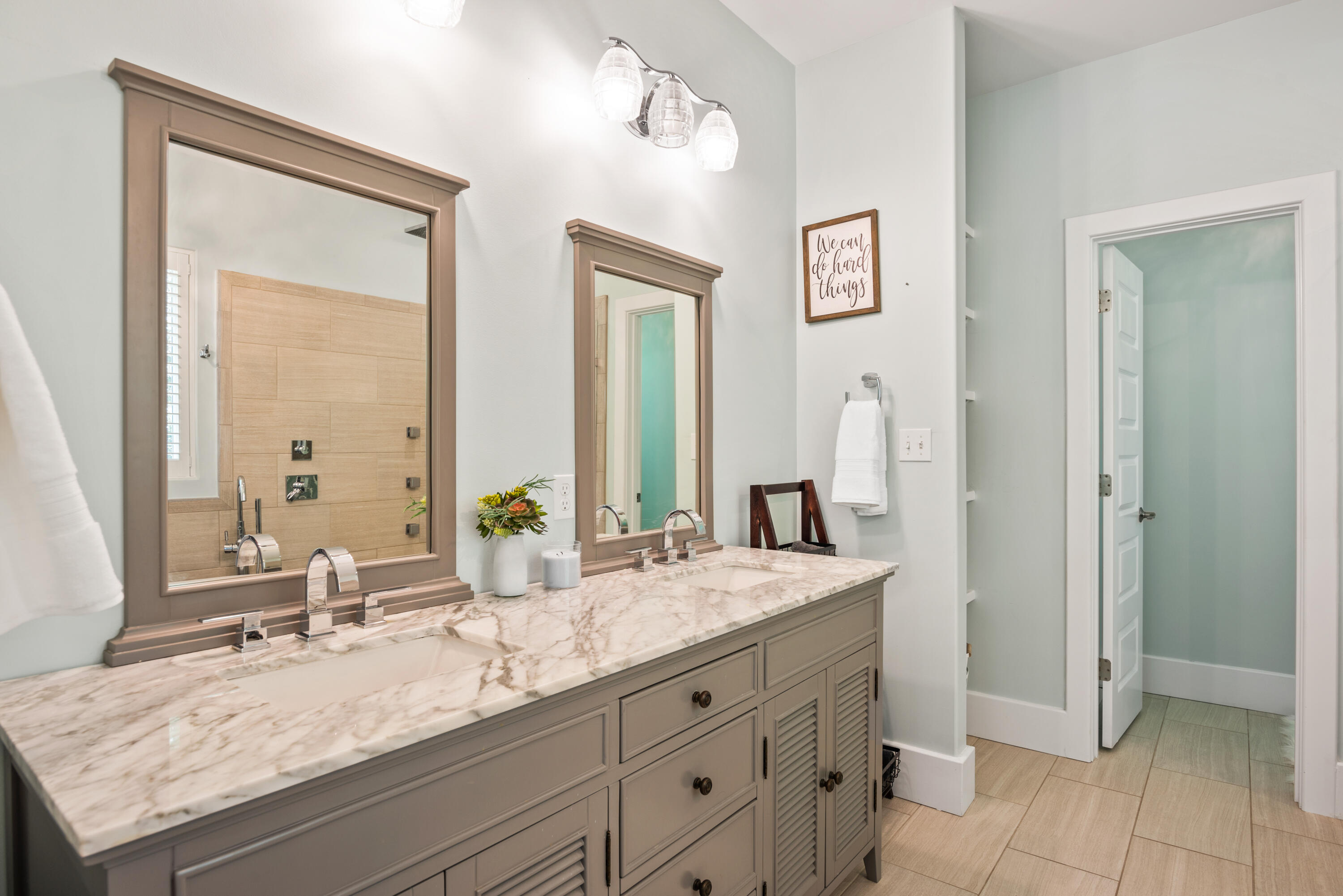 160 Rearden Way Santa Rosa Beach, FL 32459 - Photo 25 of 46 a bathroom with a granite countertop sink and a mirror
