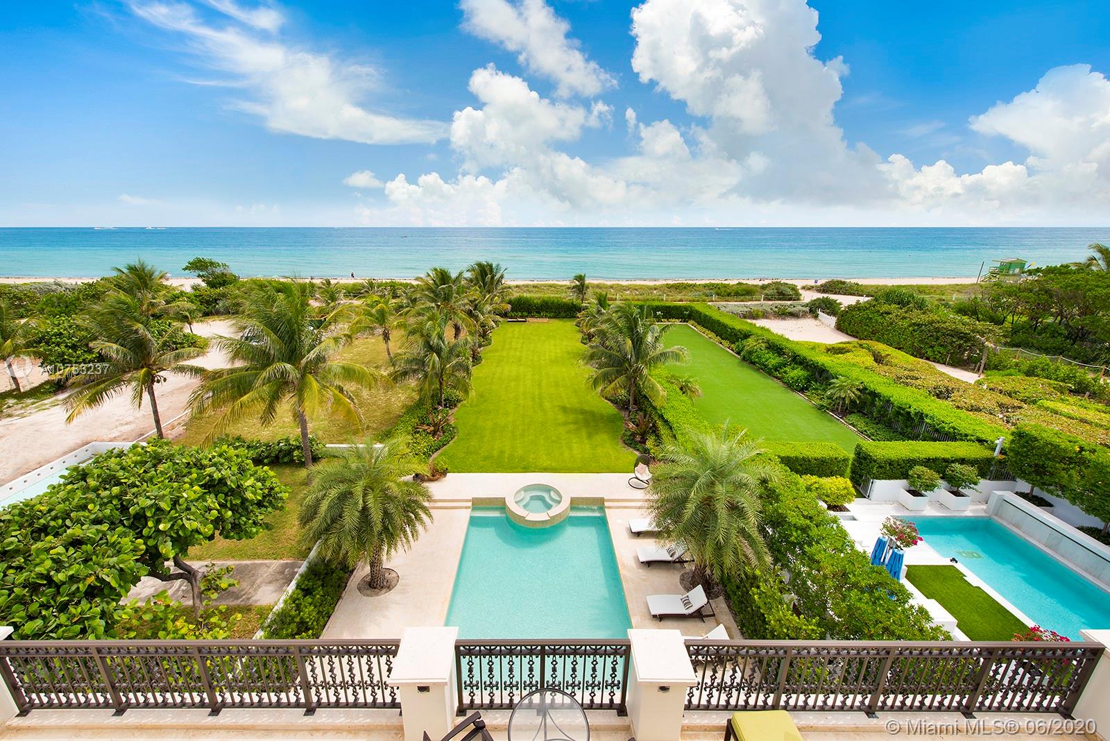 7825 Atlantic Way Miami Beach, FL 33141 - Photo 2 of 38 an aerial view of swimming pool with a yard