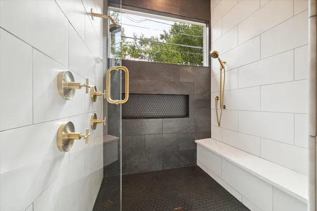 a bathroom with a shower