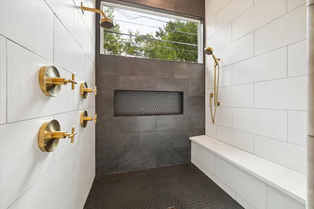 a bathroom with a shower