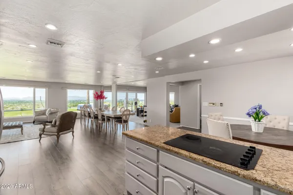 a kitchen with lots of counter top space