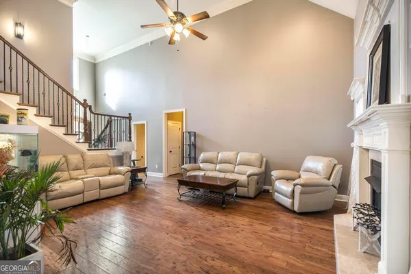 a living room with furniture