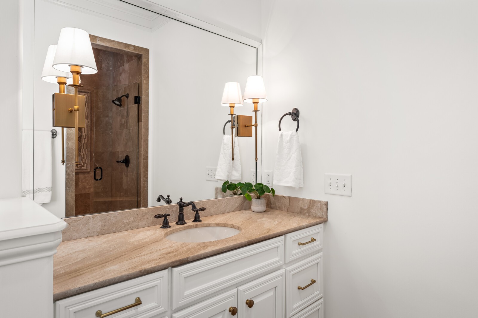 926 Evans Road Nashville, TN 37204 - Photo 23 of 53 a bathroom with a granite countertop sink and a mirror