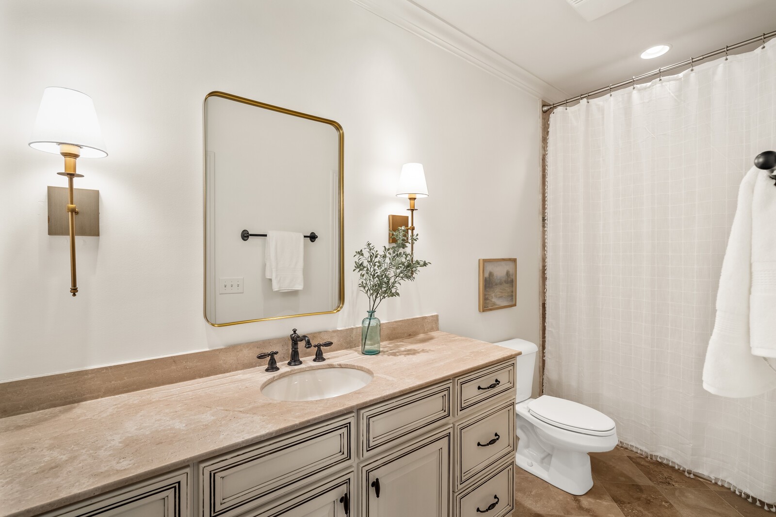 926 Evans Road Nashville, TN 37204 - Photo 36 of 53 a bathroom with a granite countertop sink toilet and a mirror