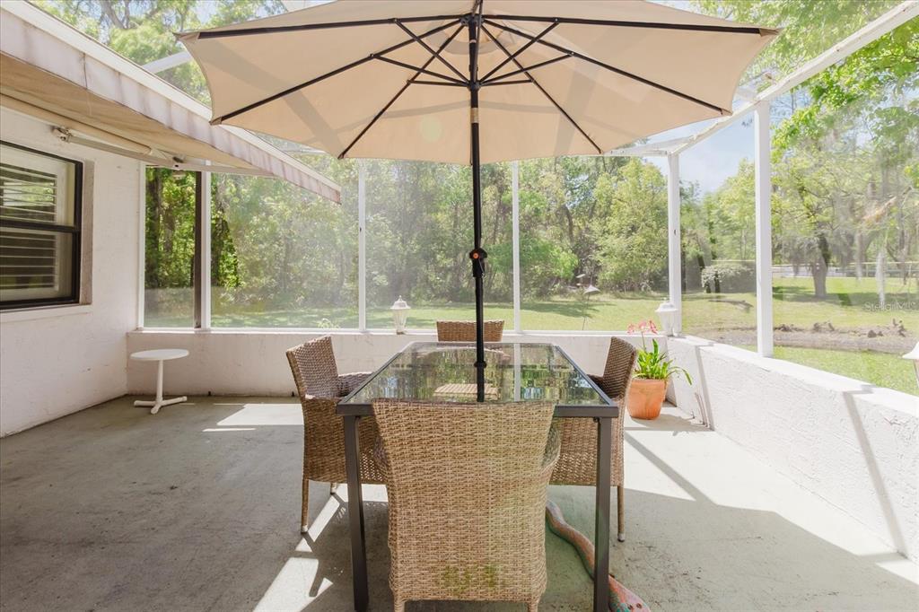 11521 Rose Tree Drive New Port Richey, FL 34654 - Photo 15 of 37 a view of a patio with a table chairs and a table