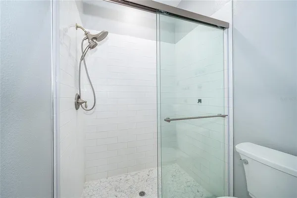 a bathroom that has a shower in it