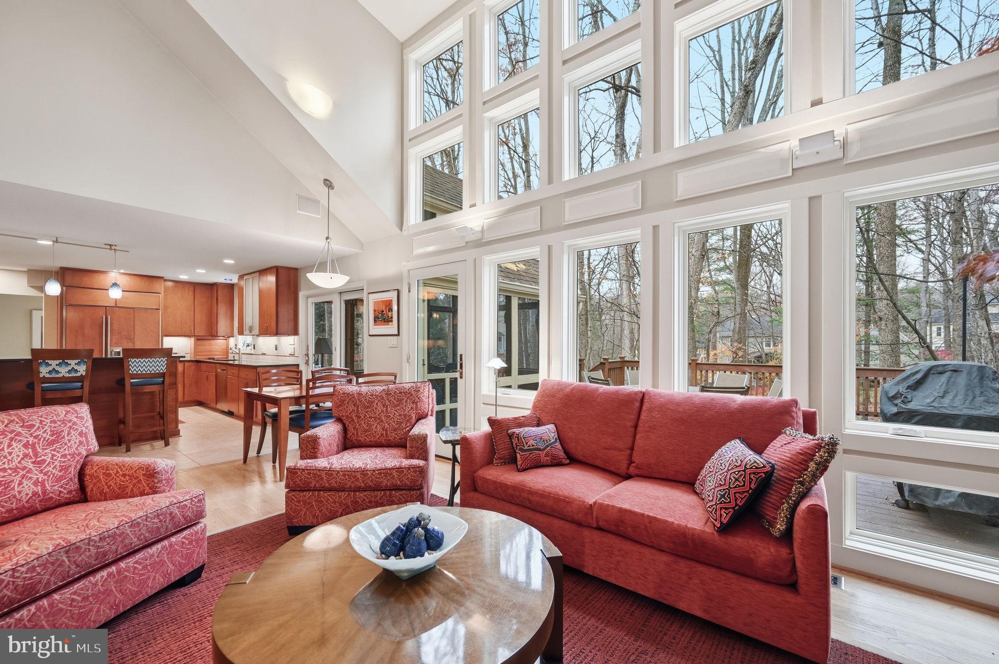a living room with furniture ceiling fan and a rug