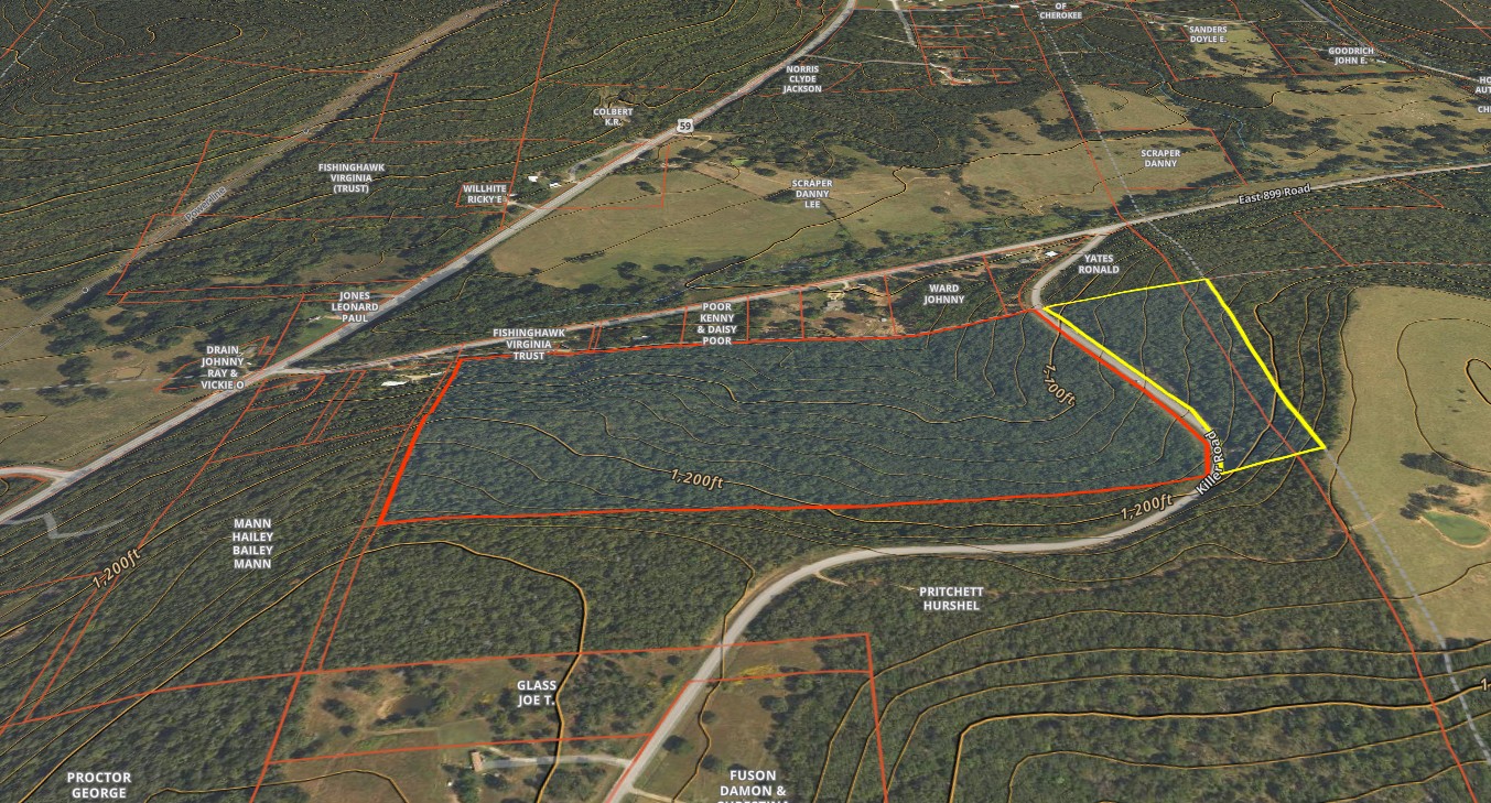90333 South 4697 Road Stilwell, OK 74960 - Photo 23 of 26 Aerial Map. Illustrating the property boundaries and surrounding parcels