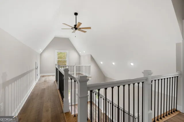a view of hallway with windows