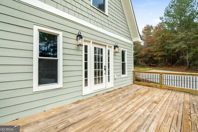 a view of a house with a large window