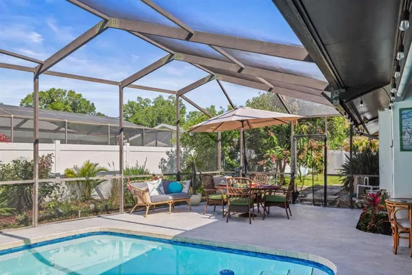 a view of outdoor space yard deck patio and outdoor seating