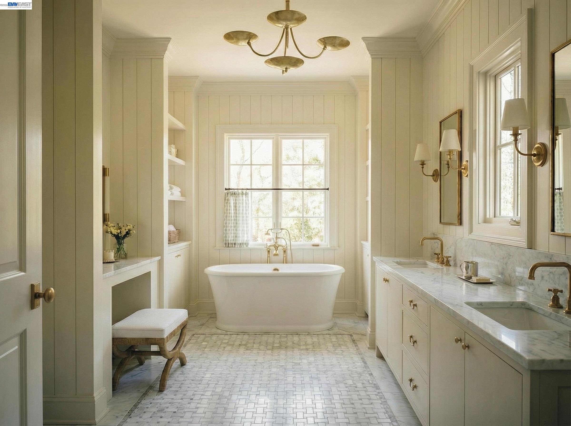 2467 Diablo Ranch Place Danville, CA 94506 - Photo 2 of 7 a bathroom with a sink double vanity mirror and a bathtub