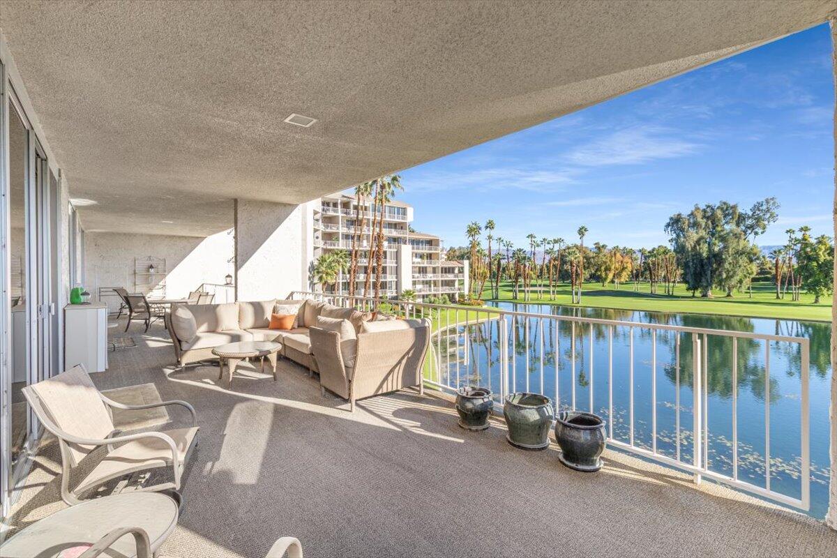900 Island Drive, Unit 313 Rancho Mirage, CA 92270 - Photo 45 of 62 a view of balcony with couch and chairs