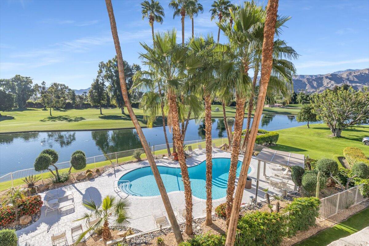 900 Island Drive, Unit 313 Rancho Mirage, CA 92270 - Photo 47 of 62 a view of swimming pool with outdoor seating and plants