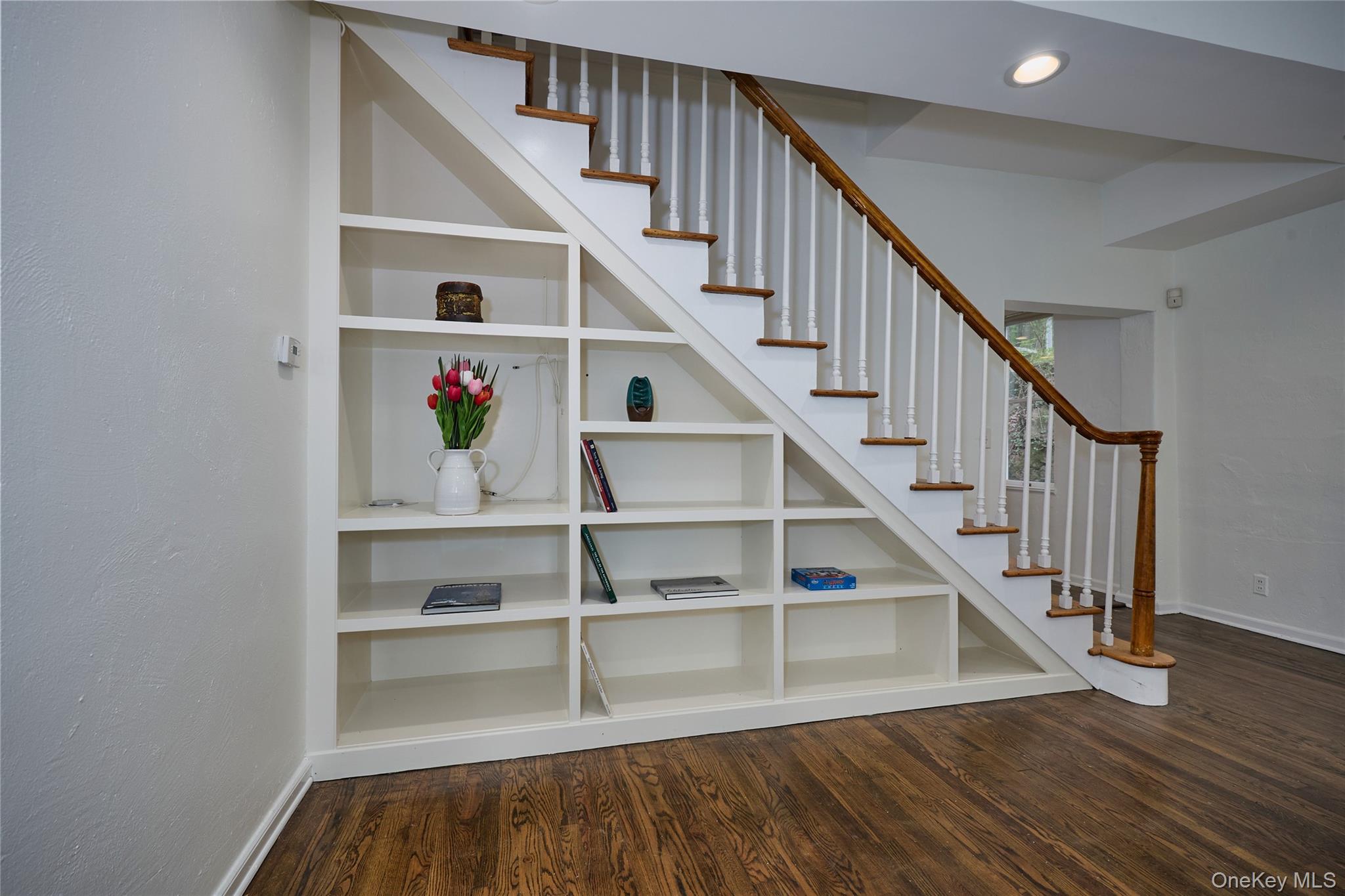 93 Circuit Road Tuxedo Park, NY 10987 - Photo 8 of 34 Stairway with wood finished floors and recessed lighting