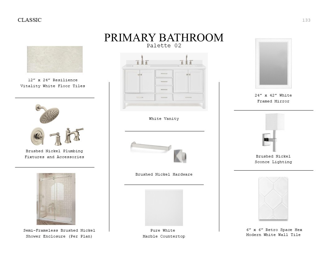 3214 Rios Court League City, TX 77573 - Photo 22 of 38 Classic Look Palette 2: Primary Bathroom Selection Sheet (*Artist rendering used for illustration purposes only.)