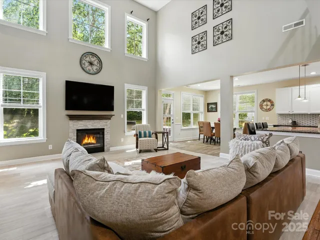 a spacious bathroom with a double vanity sink and a mirror