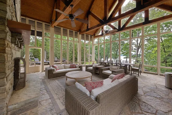 a view of a lounge chairs in the roof deck