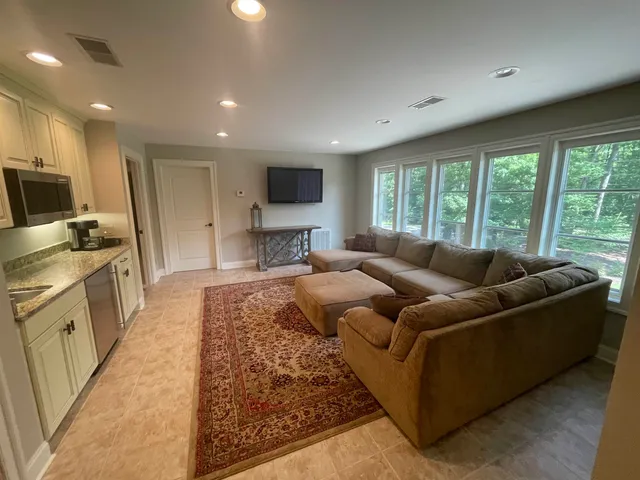 a view of a lake with outdoor space