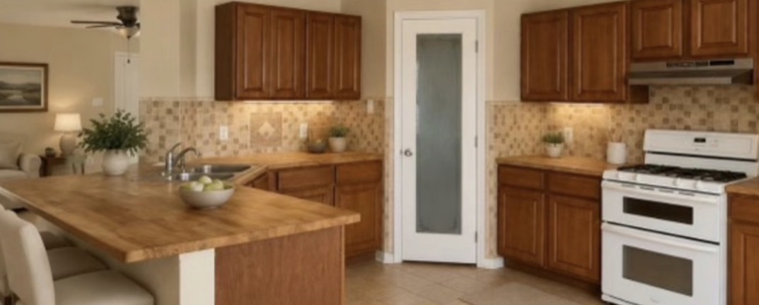 1148 Amberwood Loop Kyle, TX 78640 - Photo 8 of 20 a kitchen with stainless steel appliances a stove a microwave a sink and cabinets