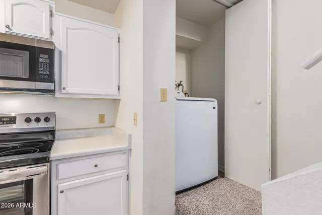 a view of a park with large trees