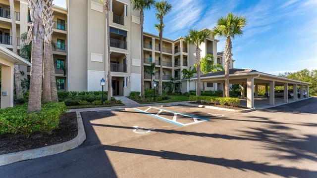 a view of a building with a street