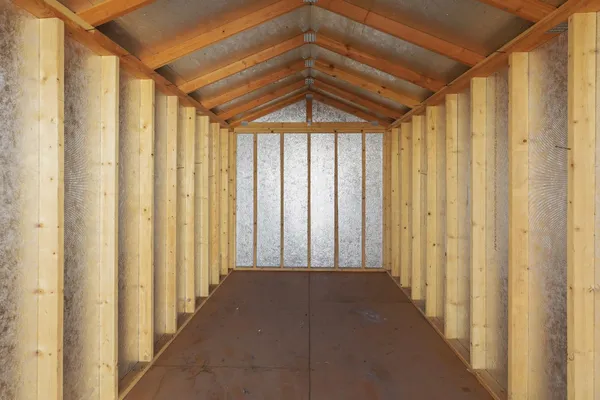 a view of a room with windows