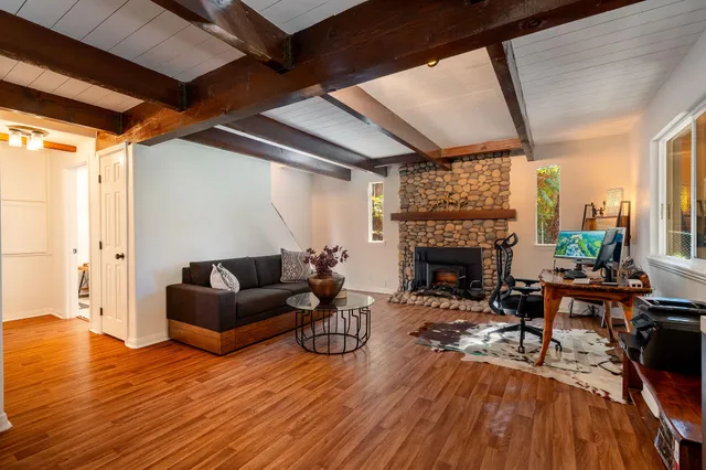 a view of outdoor space with deck and wooden floor