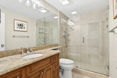 a view of a garden with a fountain